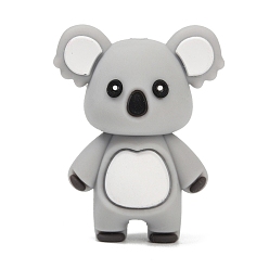 Светло-серый Фокусные бусины из пищевого силикона коала, DIY уход за ожерельем, светло-серый, 29.5x23x15 мм, отверстие : 3 мм