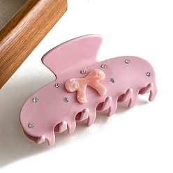 Pink Заколки для волос в форме когтей из ацетата целлюлозы, с бантом, аксессуары для волос для женщин и девочек, розовые, 104x54x54 мм