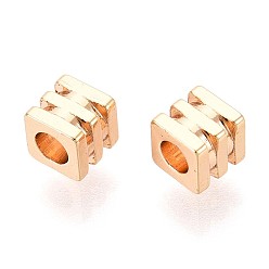 Настоящее золото 18K Spacer бисер латунные, без кадмия, без никеля и без свинца, кубические, реальный 18 k позолоченный, 4x4x4 мм, отверстие : 2 мм