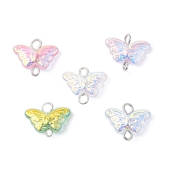 Серебро Подвески с гальваническим стеклянным разъемом, звенья-бабочки с железными двойными петлями, разноцветные, серебряные, 12.5x15x4.5 мм, отверстия : 1.8 mm и 2 мм
