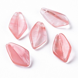 Cherry Quartz Glass Cherry Quartz Glass Pendants, Rhombus, 21x11x4mm, Hole: 0.8mm