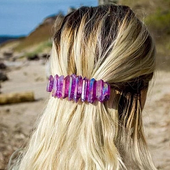 Purple Natural Amethyst Hair Barrettes, Purple, 80x120x45mm