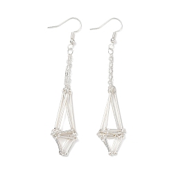 Серебро Латунные крючки для сережек с подносом, пустой мешочек для макраме, держатель для бусин, настройки для сережек, серебряные, 79~80x13 мм