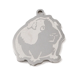 Нержавеющая Сталь Цвет Не тускнеющие 201 подвески из нержавеющей стали, очарование морской свинки, цвет нержавеющей стали, 24.5x20.5x1.5 мм, отверстие : 1 мм