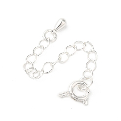 Серебро Латунные концы стойки с цепочкой и застежками, долговечный, без свинца и без кадмия, слеза, серебряные, 65 мм