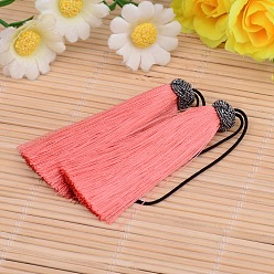 Pale Violet Red Nylon Tassel Big Pendant Decorations, Pale Violet Red, 60~65x10mm