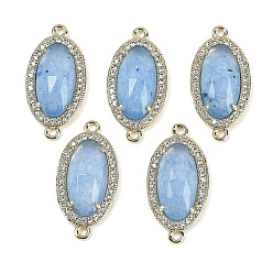 Белый Нефрит Окрашенный натуральный белый нефрит овальные граненые звенья, латунь с покрытием из латуни, микро-паве, прозрачные подвески из кубического циркония, золотые, красные, 24.5x12x4.5 мм, отверстие : 1.5 мм