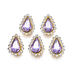 Alexandrit Nähen auf Rhinestone, transparenter Glasrhinestone, mit eisernen Krappenfassungen, facettiert, Träne, Alexandrit, 18x13x7 mm, Bohrung: 1.5 mm
