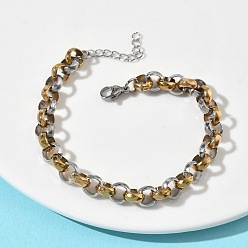 Золотой & Цвет Нержавеющей Стали Двухцветные 304 браслеты-цепочки из нержавеющей стали роло для женщин, ионное покрытие (ip), долговечный, золотые и нержавеющая сталь цвет, 6.89 дюйм (17.5 см)