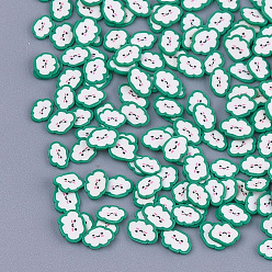 Зеленый Ручной полимерной глины украшения искусства ногтя, Модные уходу за ногтями, без отверстия , облако, зелёные, 3~5x5~7x0.5~1.5 мм