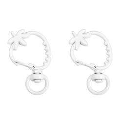 Белый Поворотные застежки с клубничной отделкой, окрашенные распылением, DIY брелок аксессуары изготовление мобильного телефона цепочка сумка кулон пряжка материал, белые, 23x39 мм, 2 шт / комплект