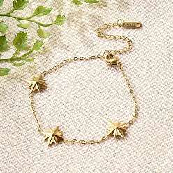 Золотой 304 ссылка браслеты из нержавеющей стали звезды, браслеты-цепочки для женщин, золотые, 6-5/8 дюйм (16.8 см)
