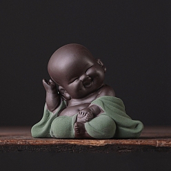 Темный Морско-зеленый Керамика статуя буддийского монаха, для китайского дзен-чая, домашнего офиса, орнамент фэн-шуй, темно-зеленый, 80x49x63 мм