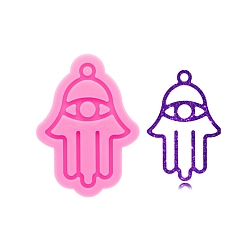 Ярко-Розовый Хамса рука/рука мириам кулон силиконовые формы, формы для литья смолы, для изготовления уф-смолы и эпоксидной смолы, ярко-розовый, 73x52x8 мм, отверстие : 5 мм