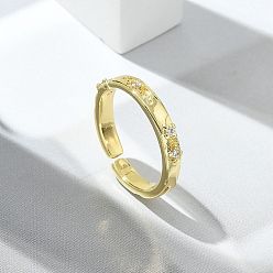 Настоящее золото 18K Кольца-манжеты из прозрачного кубического циркония, украшения из латуни для женщин, долговечный, стойки покрытие, без свинца и без кадмия, реальный 18 k позолоченный, 3 мм, внутренний диаметр: 15.5 мм