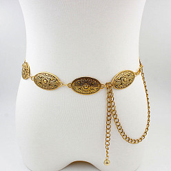 Золотой Цепочка из винтажного сплава с геометрическими овальными звеньями и подвесками на талию и живот для женщин, золотые, 1100 мм