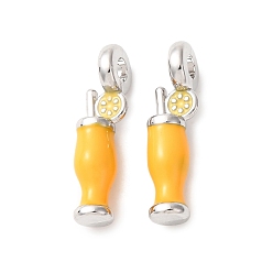 Платина Подвески из эмали и сплава, лимонный напиток, платина, 18.5x5.5x5.5 мм, отверстие : 2.5 мм
