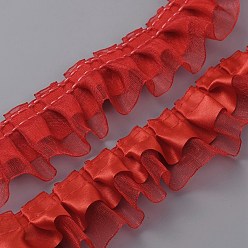 Red Polyester Ruffled Trimming, for Doll Clothes, Lolita Costume Accessories, Red, 40x1mm