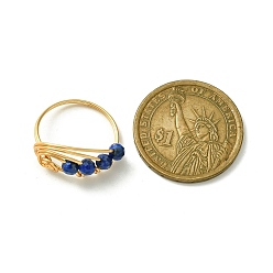 Light Gold 4 шт. 4 стильные кольца на палец с натуральными смешанными драгоценными камнями и круглыми бусинами, вихревое кольцо, обернутое медной проволокой, золотой свет, размер США 8 1/2 (18.5 мм), 1 шт / стиль