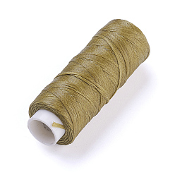 Цвет Оливы Вощеный шнур полиэстера, микро шнур макраме, для кожаного проекта, изготовление браслетов, ремонт обуви, переплетное дело, плоский, оливковый, 0.8 мм, около 32.8 ярдов (30 м) / рулон
