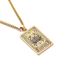 Рак 304 прямоугольная цепочка из нержавеющей стали с подвесками в виде созвездий, золотые, рак, 23.62 дюйм (60 см)