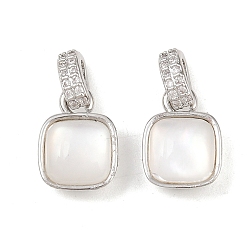 Платина Латунные микро проложить кубического циркония подвески, с оболочкой, квадратный, платина, 16 мм, отверстие : 1.8 мм