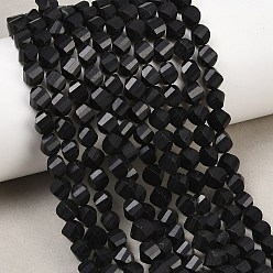 Шунгит Бусы из натурального шунгита, граненые, твист, 6~6.5x5x5 мм, отверстие : 1 мм, около 58~61 шт / нитка, 14.17''~14.69'' (36~37.3 см)