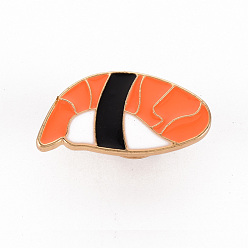 Corail Broches en émail d'alliage de placage de crémaillère, épingles en émail, avec embrayages papillon, sushi, sans cadmium et sans nickel et sans plomb, or et de lumière, corail, 13x26mm, pin: 1 mm