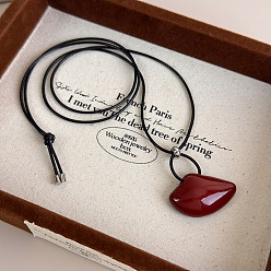 Темно-Красный Кулон в виде облака из медного сплава с покрытием, регулируемый, из черного вощеного шнура, для женщин и мужчин., темно-красный, 35.43 дюйм (90 см)