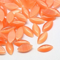 Light Salmon Cat Eye Cabochons, Horse Eye, Light Salmon, 15x7x2.5mm