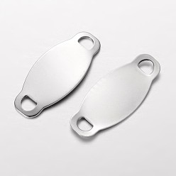 Нержавеющая Сталь Цвет Устойчивы к потускнению 304 соединители из нержавеющей стали, овальные, цвет нержавеющей стали, 41.5x18x1 мм, отверстие : 5.5x5.5 мм