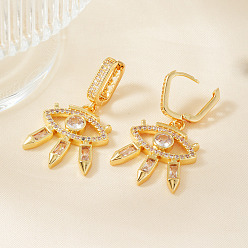 Золотой Модные серьги-кольца из латуни с прозрачным кубическим цирконием, золотые, 39x21 мм