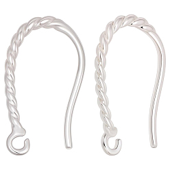 Посеребрённый 40шт. латунная проволока для ушей, 925 серебро покрытием, 18x1.4 мм, отверстие : 1.9 мм, штифты : 0.8 мм