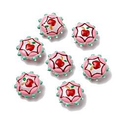 Яблоко Бусины из стеклянной эмали, окрашенные методом запекания, плоско-круглые, неровный, яблоко, 19x19.5x8.5 мм, отверстие : 1.2 мм