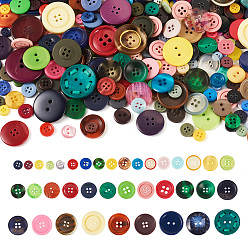 (52) Непрозрачная лаванда Плоские круглые пуговицы из смолы, cmешанный размер, разноцветные, 7~30 мм