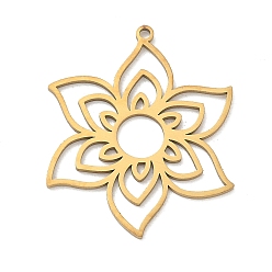 Oro 201 colgantes de acero inoxidable, encantos de la flor, Corte con laser, dorado, 31x26.5x1.5 mm, agujero: 1.5 mm