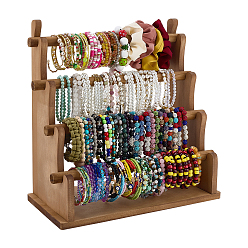 Цвет Древесины 4-ярусные деревянные подставки для демонстрации браслетов, деревесиные, 16x33x33.5 см