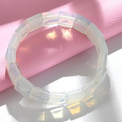 Опал Квадратные опаловые бусины эластичные браслеты для женщин и мужчин, внутренний диаметр: 2-1/4~2-3/8 дюйм (5.55~5.95 см)