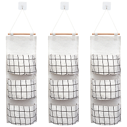 Белый Настенные подвесные сумки для хранения, с деревянным бруском, белые, 610x210x3 мм