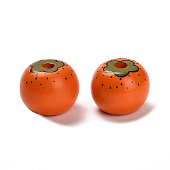 Other Fruits Деревянные бусины, цветные фрукты, хурма, 19.5x15 мм, отверстие : 4~5 мм