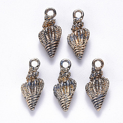 Серый Подвески из эмали и сплава, форма спиральной оболочки, золотой свет, серые, 19.5x7.5x6.5 мм, отверстие : 2.5 мм