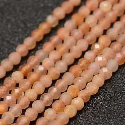 Легкий Лосось Натуральный Sunstone бисер пряди, граненые, круглые, 2 мм, отверстие : 0.5 мм, около 178 шт / нитка, 15.3 дюйм (39 см)