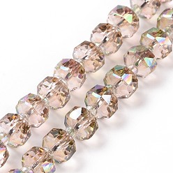 Светло-коричневый Прозрачные стеклянные бусины гальваническим пряди, с покрытием AB цвета, граненые, рондель, загар, 7.5x5 мм, отверстие : 1.4 мм, около 80 шт / нитка, 22.83'' (58 см)