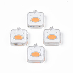WhiteSmoke Transparent Acrylic Beads, with Enamel, Square with Duck, WhiteSmoke, 24x23x8mm, Hole: 3mm