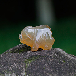 Натуральный Агат Украшение дисплея скульптуры из натурального агата, для домашнего офисного стола, свинья, 15~18x25~27x12 мм