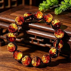 Chocolat 14 Bracelets extensibles ronds en verre et feuille lumineux faits à la main (mm), brillent dans le noir, chocolat, diamètre intérieur: 2.20 pouce (5.6 cm)