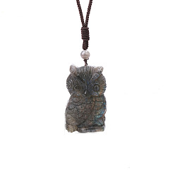 Сова Кулоны из натурального лабрадорита, сова, 31.50 дюйм (80 см)