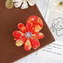 Красный Заколки для волос в форме когтей из ацетата целлюлозы, аксессуары для волос со стразами для женщин и девочек, цветок, красные, 38 мм