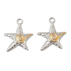 Морская звезда Морские организмы 304 подвески из нержавеющей стали, золотые и нержавеющая сталь цвет, без свинца и без кадмия, морская звезда, 23x20x2 мм, отверстие : 2.5 мм