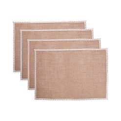 BurlyWood Braided Jute and Lace Non-Slip Insulation Pad, Restaurant Western Placemat, BurlyWood, 42x30x0.1cm